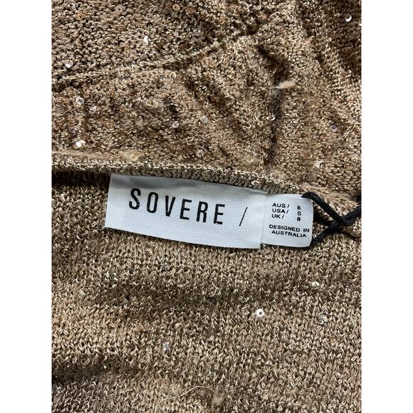 Sovere 'Gleam' Gold Sequin Embellished One Shoulder Mini Dress Size S - Picture 4 of 5